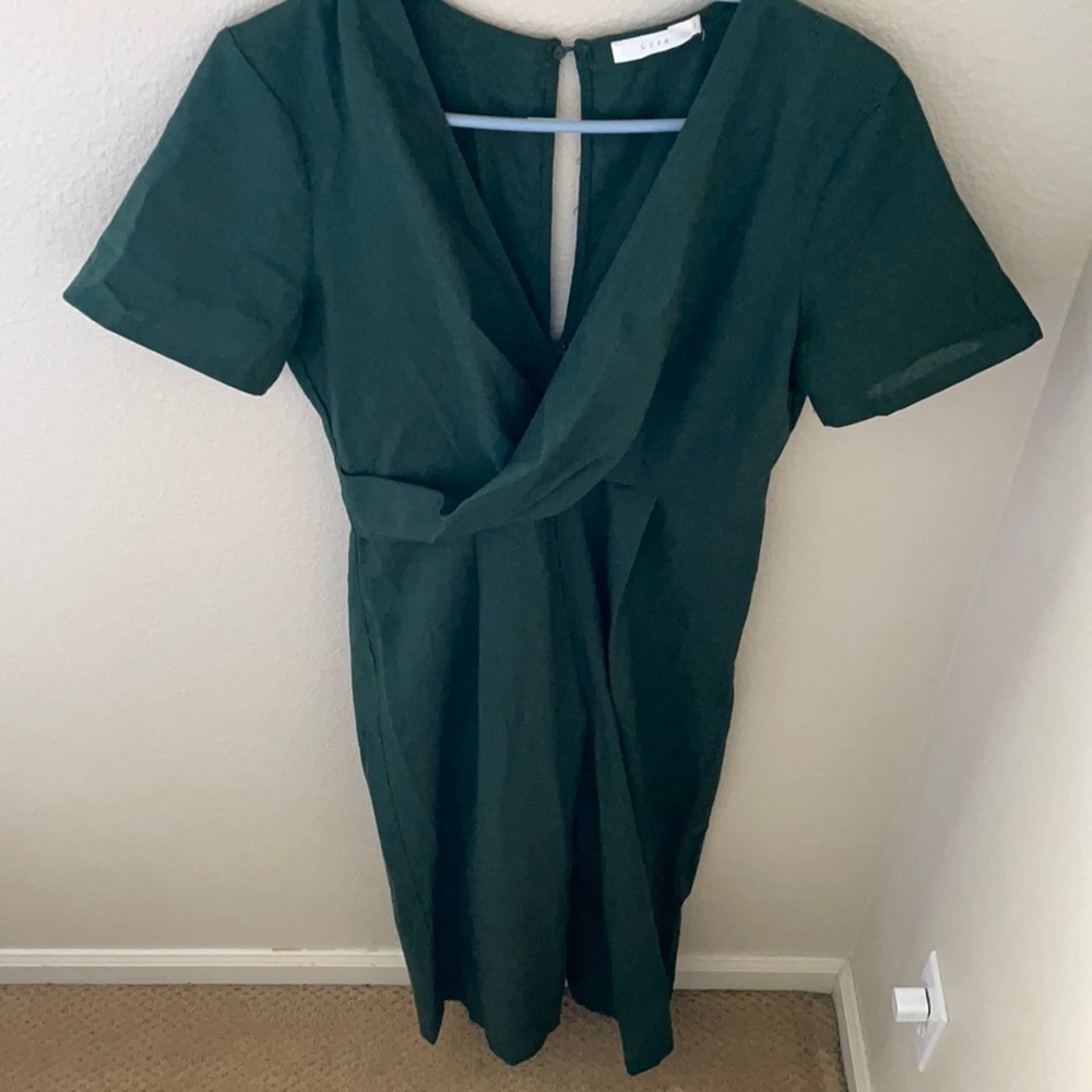 Forest green linen jumpsuit
